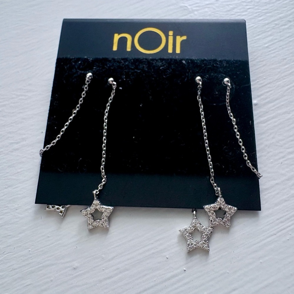 nOir Jewelry Star Chain Dangle Earrings Silver